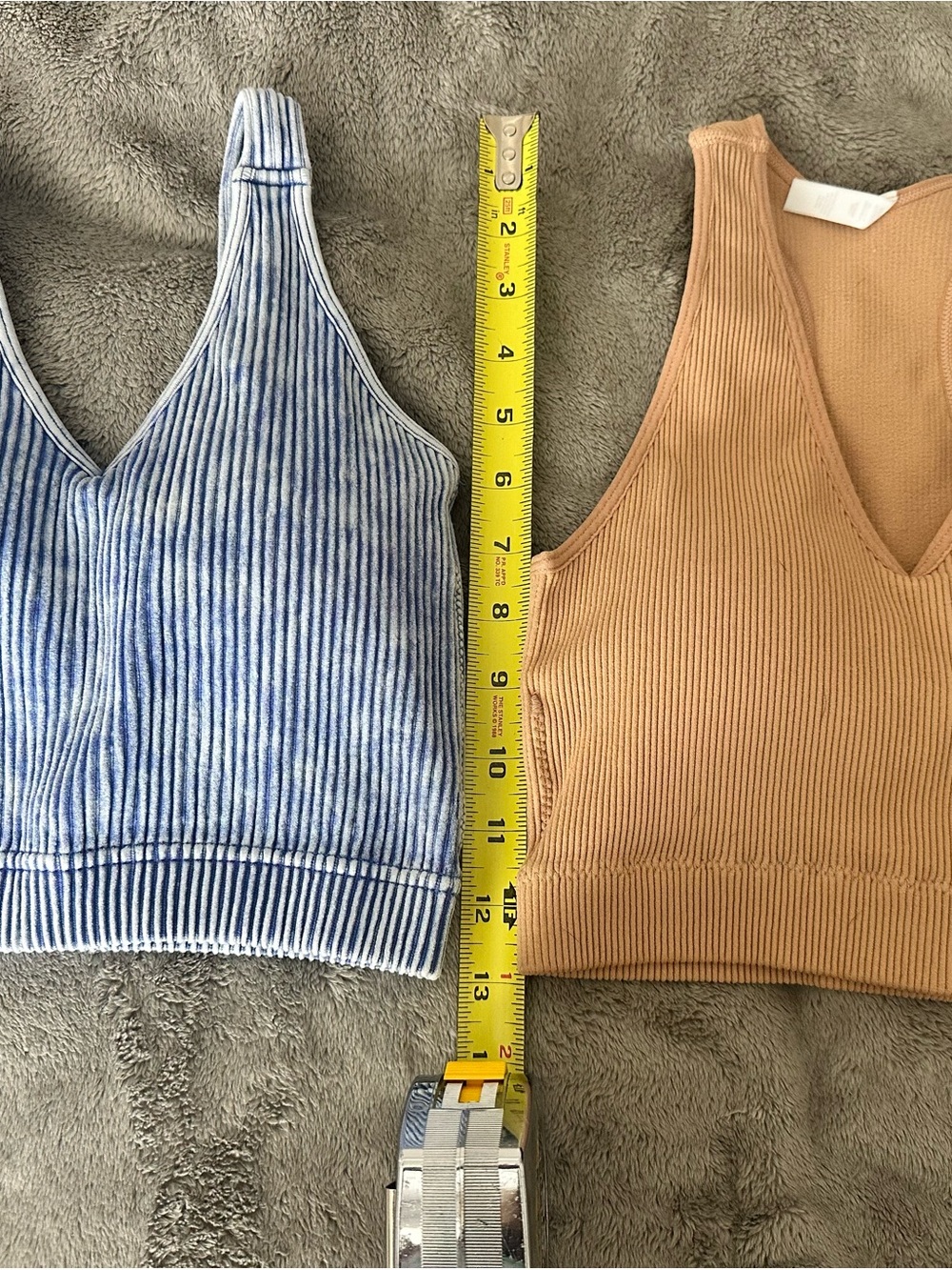 NWT 2 Zenana Outfitters Racerback Crop Top in Beige & Blue Straight Strap V Neck - Picture 12 of 12